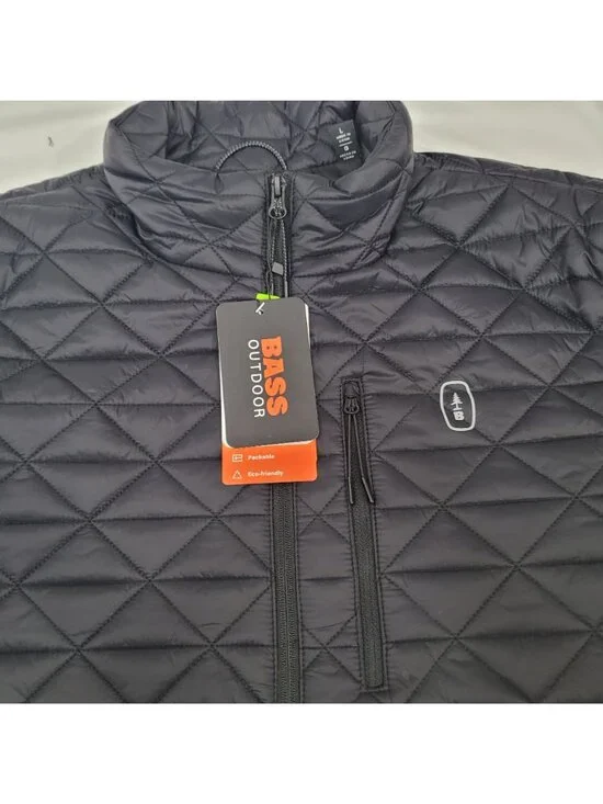 Bass Delta Diamond Outdoor Men's Black Packable Puffer Quilted Jacket Size L NWT - Picture 9 of 16